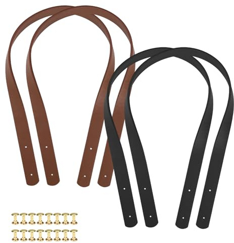 SPRHR 4 Stück Lederriemen für Taschen, Taschenriemen Leder mit Befestigungsnieten, Weich und Stark, Taschenhenkel für Häkeltaschen Geeignet für Handtaschen, Schulranzen, Rucksäcke (60 cm / 2cm) | Taschenriemen Leder mit Befestigungsnieten, Weich und Stark, Häkeltaschen Geeignet für Handtaschen, Schulranzen, Rucksäcke