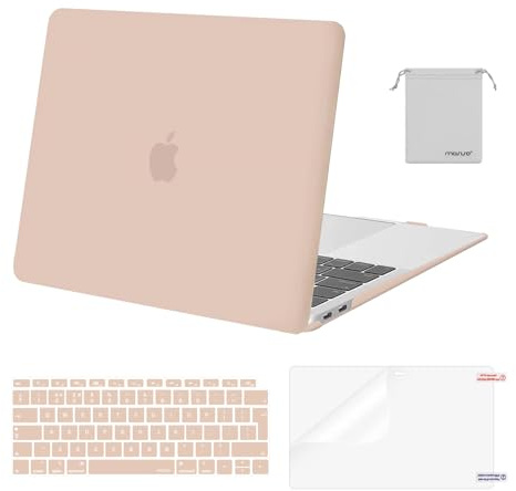 MOSISO Kompatibel mit MacBook Air 13 Zoll Hülle 2021 2020 2019 2018 A2337 M1 A2179 A1932, Schutzhülle Hartschale für MacBook Air M1 Hülle & Tastaturschutz & Displayschutz & Beutel, Kamel