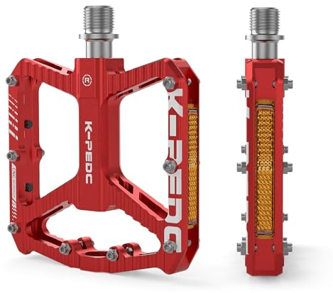 K PEDC Mountain Bike Pedals MTB Pedals,Bicycle Pedals with Reflectors,Aluminum 9/16 3 Sealed Bearing Lightweight Platform for Mountain Bike, BMX, Road Bike Pedals