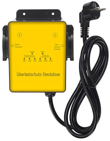 HAOC-01DE Steckdosenleiste mit Einstellbarer Leistung, Überlastschutz und automatischer Wiederherstellung für den Anschluss von Zwei Hochleistungsgeräten, 1,7 m Kabel