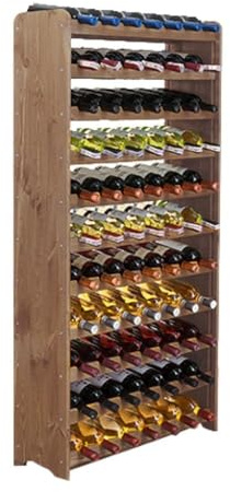PROREGAL Weinregal PINOTWINE C | HxBxT 138,4x72,8x26,5cm | 77 Flaschen | Massives Kiefernholz | Braun geölt | Weinhalter Weinständer Flaschenständer Flaschenregal Holzregal