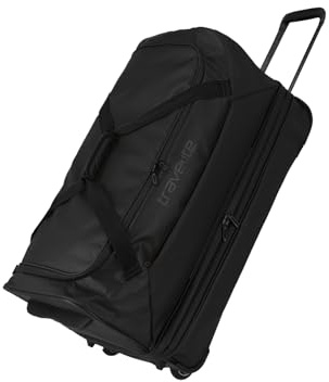 Travelite Borsa da viaggio trolley con ruote in materiale idrorepellente, Basics bagaglio morbido con soffietto espansione, 70 cm, 98-119 litri, Nero