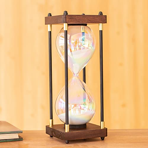 Große Sanduhr 60 Minuten,Regenbogen Glas Deko Sanduhren,Geschenk Sanduhr,Für Haus, Schreibtisch, Büro, Hochzeits Dekoration. (Weiß)