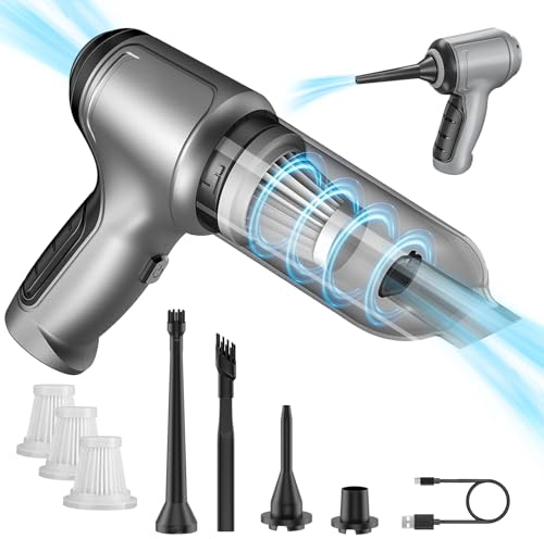 UZIMOO Handstaubsauger Akku, 12000Pa Kabellos Staubsauger, Tragbar Leicht Mini Auto Staubsauger Stark, 4000mAh Aufladbare & Lange Laufzeit Handsauger, für den Auto, Haus, Tierhaare
