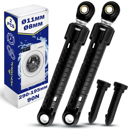 2 Stück Stoßdämpfer Waschmaschine 90N Ø11mm Ø8mm Länge 290 mm – 195 mm mit dem Originalcode 11030890 00448032 448032 für Bosch für Siemens 02200590 für Quelle - Garantie 10 Jahre - MONTERAL