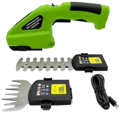 Haloppe Cesoie per erba senza fili con manico antiscivolo, tagliasiepi portatile 2 in 1, tagliaerba elettrico da 7,2 V, tagliaerba leggero con batteria da 2,0 Ah e cavo di ricarica per giardino,