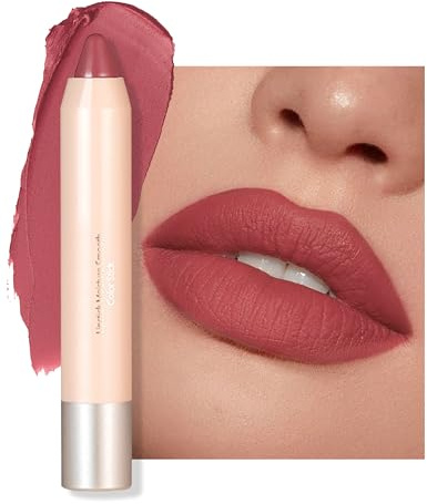 Erinde 2 in 1 Lippenstift und Rouge, Nudetöne Lippenstift 24 Stunden Halt, Matte Long Lasting Lipstick, Wasserfester Pflegender Lippen Stift Lipgloss, Feuchtigkeitsspendend Tinted Lip Balm #01