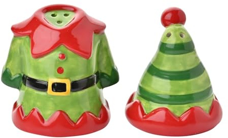 The Seasonal Gift Co - Elf Suit & Hat Christmas Salt & Pepper Shakers - Festive Xmas Gifting & Homeware for Xmas Presents, Stocking Fillers & Dining - Holiday Homeware for Dining Room. | Festive Xmas Gifting & Homeware for Xmas Presents, Stocking Fillers & Dining - Holiday Homeware for Dining Room
