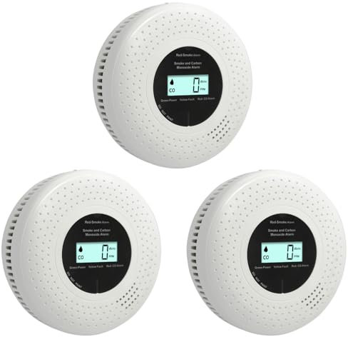 GiiHoo Rauch- und Kohlenmonoxid-Melder mit LCD-Display & Batteriebetrieb, Kombi-Alarm für Rauch und CO zur häuslichen Sicherheit EN 14604 & EN 50291 Zertifiziert, 10 Jahre Sensorlebensdauer
