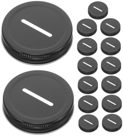 ERINGOGO 15pcs Metal Lids for Regular Mouth Mason Jars Stylish Coin Bank Caps Tinplate Storage Covers for Saving Money and Home Decor