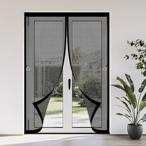 Moustiquaire Porte Fenetre 118 x 216 cm Moustiquaire Porte Magnétique Différentes Tailles Fenetre Magnétique Installation Facile Sans Outils pour Cave, Terrasse, Noir
