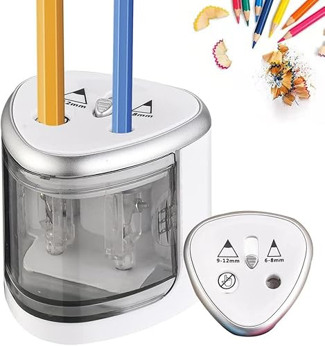 JIJICZ Elektrischer Anspitzer, USB/Batteriebetrieb, 6-8mm Kompatibilität, Großer Auffangbehälter, Automatische Bleistiftspitzer, Leiser Betrieb, Schwarz