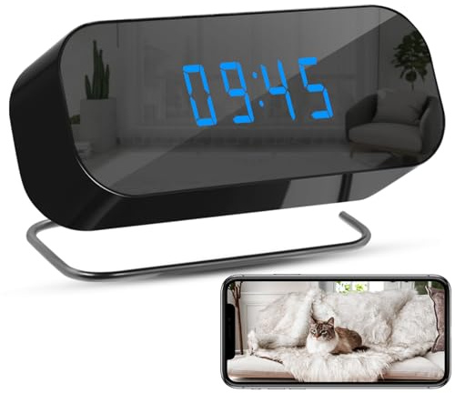 DJDAI Cámara espía oculta WiFi, mini cámara de reloj inalámbrica con detección de movimiento y visión nocturna, ideal para seguridad del hogar y vigilancia de mascotas