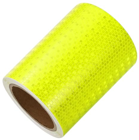 YELARXI Ruban réfléchissant en PVC adhésif puissant pour avertissement de sécurité, 10 m x 15 cm, imperméable pour remorques, camions, véhicules, vélos (jaune fluo)