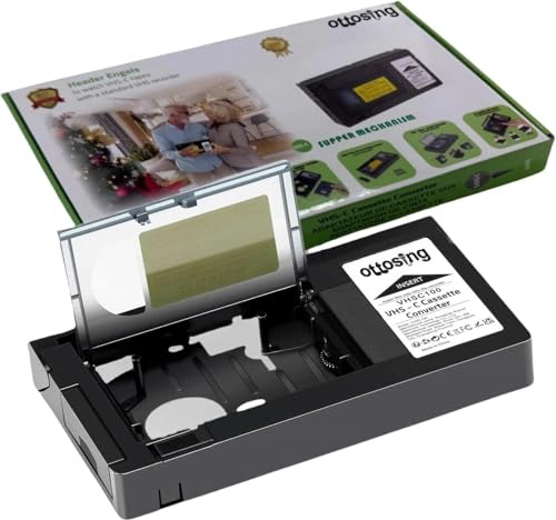 VHS-C auf VHS motorisierter Kassettenadapter – Bandkonverter für Wiedergabe auf Standard-VHS-Playern für elektrischen VHS-Kassettenwechsler (nicht kompatibel mit Hi8, 8 mm oder Mini-DV-Bändern)