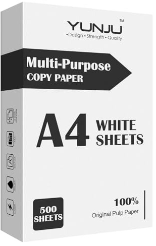 A4 Copy Paper, Multi-Purpose Copy Printer Paper, 500 Sheets Count, Printer Copiers Paper, Compatible with Laser, Inkjet, Fax Paper, Perfect for Home & Office Use 1 Ream White