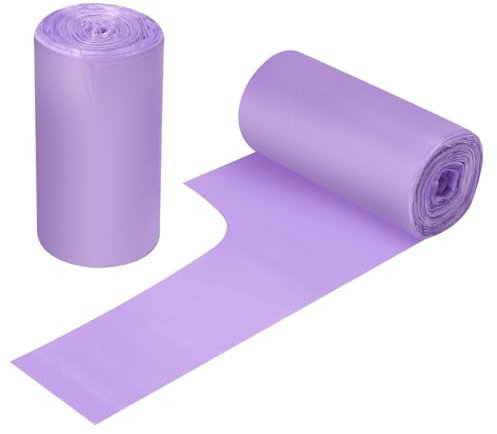 2 rollos de bolsas de basura pequeñas – 60 bolsas de basura resistentes de 12 – 15 litros para el hogar, oficina, cocina, baño y habitación infantil (morado)