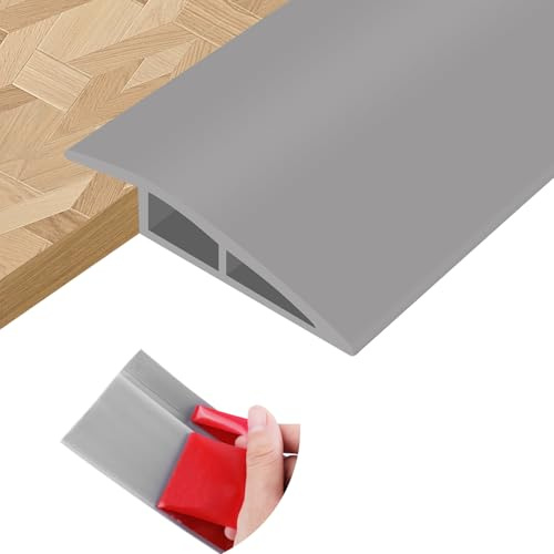 Übergangsprofil selbstklebend Türschwellenrampe Übergangsprofil Höhenausgleich PVC Übergangsleiste Boden Türschwellen Leiste Abdeckleisten für Fußböden Schwellen (Grau, 10mm×2m)