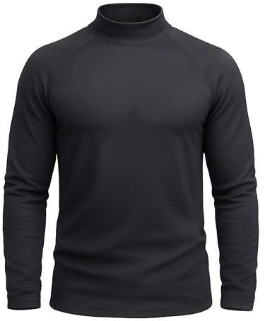NASBING Thermal Tops for Men Mock Turtle Neck Base Layer Fleece Lined Underwear Winter Long Sleeve Undershirt,Black M