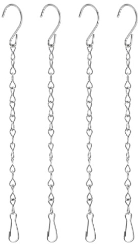 DOITOOL 4 Stück Blumentopfketten aus Eisen in Silber mit Starken S-Haken Vielseitiges Design und Elegante Hängeketten für Blumenampel und Gartenpflanzen