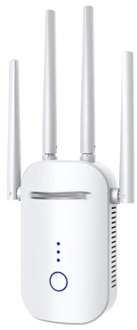 1200Mbps Wi-Fi Extender Dual Band 2.4&5GHz Signal Booster with 4 High-Gain Antennas Long Range Coverage