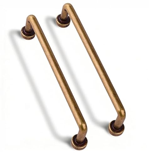XOMIUHL 2 Pack Antique Bronze Cabinet Pull 128mm Hole Center, Vintage Brass Cabinet Handles for Kitchen Doors, Wardrobes, Drawers and Furniture with Zinc Alloy Construction