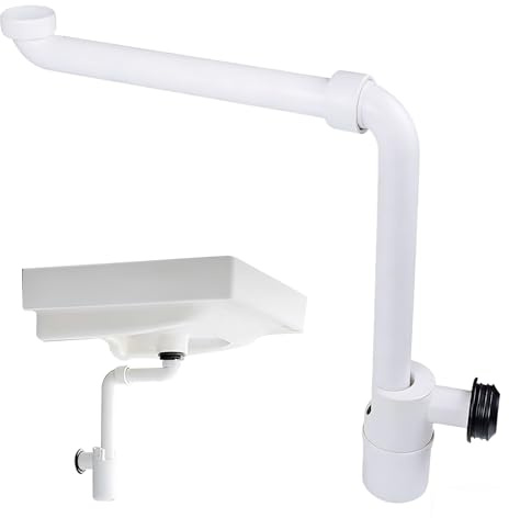 Raumsparsiphon für Waschtisch 1 1/4 Zoll, 360° Einstellbar Siphon Waschbecken, Raumsparsiphon Waschtisch aus Kunststoff, Geruchsverschluss – für Badezimmer, Einfache Montage