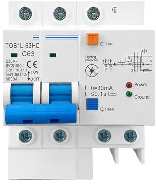 1PCS Interrupteur principal Disjoncteur différentiel avec parasurtenseur RCBO MCB avec protection contre la foudre SPD(50A)