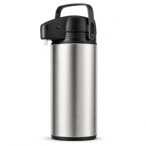 Axentia 263255 Airpot Kanne Edelstahl rostfrei 1.90 Liter in Geschenkkarton | Rostfrei | 1,9 Liter | Glaseinsatz | Tragebügel | Heiße & Kalte Getränke