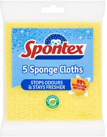 Spontex 5 Sponge Cloths, 19.4 x 18cm