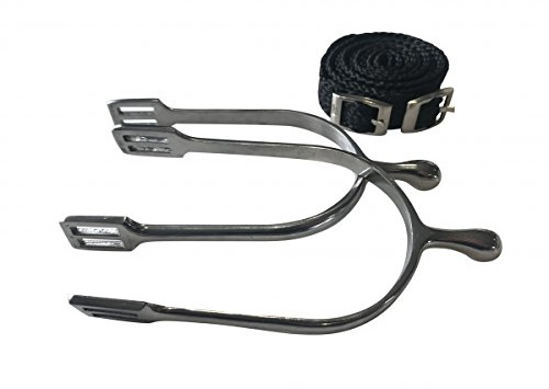 QHP Reitsporen – Edelstahl Dornsporen für Damen und Herren- 15 mm oder 20 mm Rundkopflänge – Inkl. Sporenriemen-