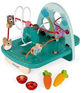 Janod - Wooden Looping Rabbit & Co - Toddler Manipulation and Motor Skills Toy - For children from the Age of 18 months, J08254, Multicolored