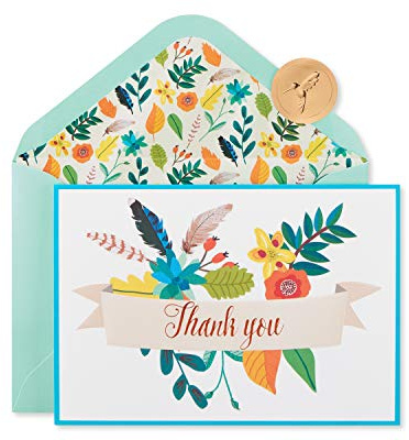 Papyrus Thank You Cards with Envelopes, Floral Banner (12-Count)