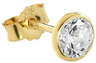 NKlaus simple 5,3mm calice clou d'oreille or jaune 375 or boucle d'oreille cristal 9 carats zirconium blanc 2607