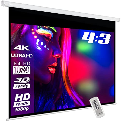 ESMART Economy EXM Motor-Leinwand 277 cm Bild 240 x 180 cm (118) | Format 4:3 | Fernbedienung | Heimkino elektrische Beamer Projektionsleinwand Motor Leinwand LCD