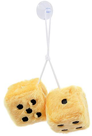 ShawFly Car Hanging Furry Dice, Paar hängende Paare Auto Anhänger mit Punkten für Auto Innenschmuck Dekoration, Innenwand, Kühlschrank Oberfläche ， Mehrere Farben zur Auswahl (Gelb)