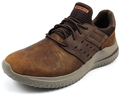 Skechers Men's Delson 3.0 Ezra Sneaker,Dark Brown Leather W/ Mesh,9 UK