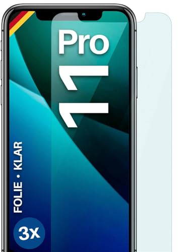 moex für iPhone 11 Pro Schutzfolie Displayschutz Folie Ultra-klar HD 0,2 mm kompatibel mit jeder Hülle, Anbringen ohne Blasen, Handyfolie Extra Kratzfest, FlexProtect 3 Stück