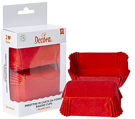 36 Pirottini PLUM CAKE - Rettangolari GRANDI in carta forno - ROSSO - pirottino decorazione decorativi per DOLCI, dolcetti - ideale per pasqua, natale festa