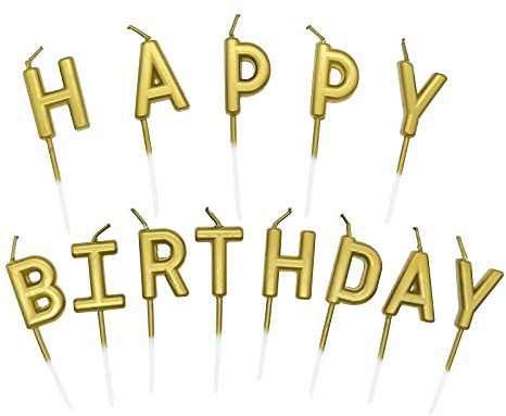 Alles Gute zum Geburtstag Kerzen,1 Satz Happy Birthday Kerze,Tortendeko Kuchen Topper für Geburtstag,Deko Geburtstagskerzen für Geburtstag Party Feier Lieferungen(Gold)