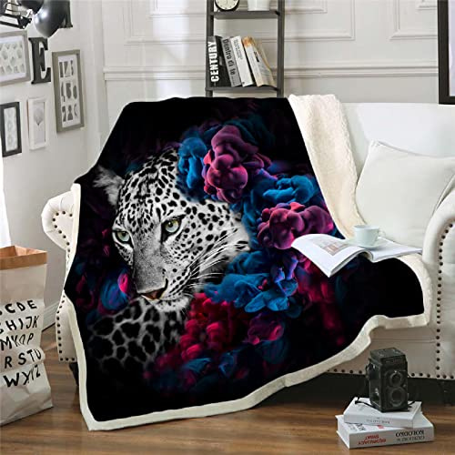 ZZXHG Coperta Plaid Matrimoniale in Pile, Leopardo Animale Nero, Coperta Flanella Letto Matrimoniale 240 x 260, Copridivano in Microfibra Morbida, Coperta Termica per Plaid Divano Copriletto