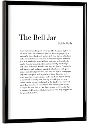artboxONE Poster mit schwarzem Rahmen 18x13 cm Typografie Die Glasglocke von Sylvia Plath - Bild die glasglocke