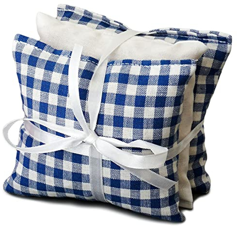 GIRAFFENLAND Kamillenblüten Duftkissen Kräuterkissen 3er Set mit je 9x9cm - blau-weiß-weiß - 100% naturrein. Kamille