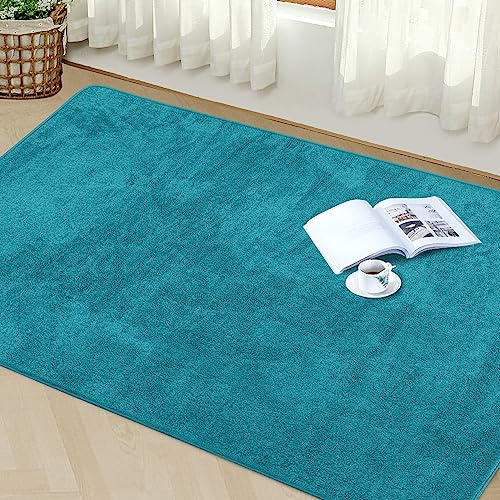 Granbest Tapis épais de qualité supérieure similaire à la fourrure de mouton pour salon, cuisine, antidérapant, lavable, ultra doux, tapis de sol pour chambre à coucher (120 x 160 cm, vert noir)