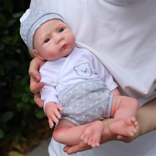 Farious 45cm realistische Vollsilikon-Babypuppe, lebensechte wiedergeborene Babypuppen, Spielzeug und Sammlerstück. Mädchen mit Glatze 013-d