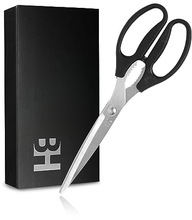 BOWERY HOME Meat Scissors - Heavy Duty Kitchen Shears - Heavy Duty Kitchen Shears - NOT MADE IN CHINA - For Cutting Food, Meat, Fish, Vegetable, Pizza (10 inches)