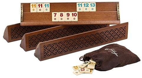 Helena Wood Art, Handgefertigtes Rummy Set aus Holz inklusive Tasche, Okey Takimi, 100% Holz, Luxus Edition