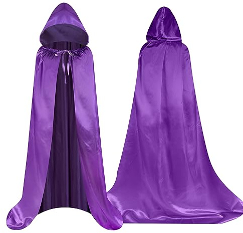 Aomig Cape à Capuchon, Déguisement Enfant Unisexe Costume, Cape Sorcier, Halloween Cosplay Costume Cape Longue Cape, Déguisement pour Halloween, Bal Masqué (Violet,100cm)