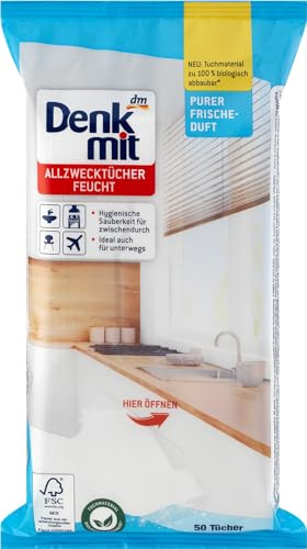 DENK MIT Feuchttücher Feuchte Allzwecktücher Pure Frische, 50 St (10 Packungen)
