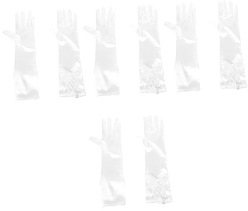 VALICLUD 4 Paare Hochzeitskleid Handschuhe Satinhandschuhe Weiß Fingerhandschuhe Aus Satin Hochzeitsfeier Brauthandschuhe Mit Strass Satin-handschuhe Weiße Handschuhe Spitze Fräulein Perle